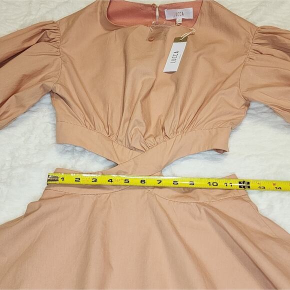 CLEARANCE! NWT Lucca Whitney Puff Sleeve Cutout Rodeo Dress, Coral, Size X-Small - Picture 11 of 13